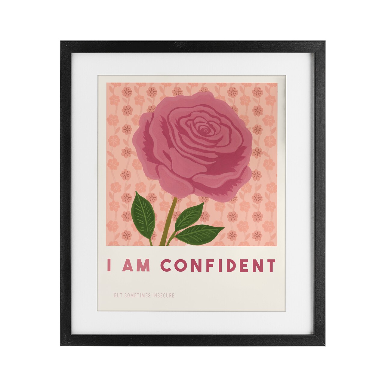 Stupell Industries Rose I Am Confident Affirmation Framed Print Under Glass, design by Courtney Haley